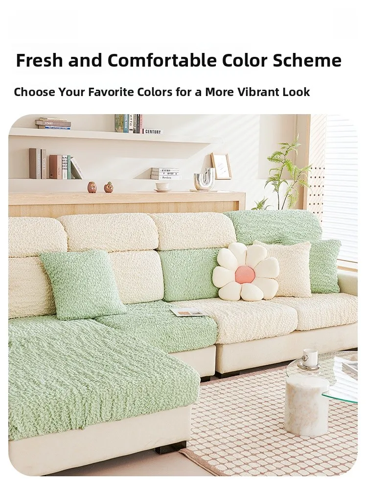 

Elastic Bubble Cloth Sofa Cover Summer Sle Full Wrap Anti-Slip Universal Barest Cuion Cover Tee-er Four-er Sofa