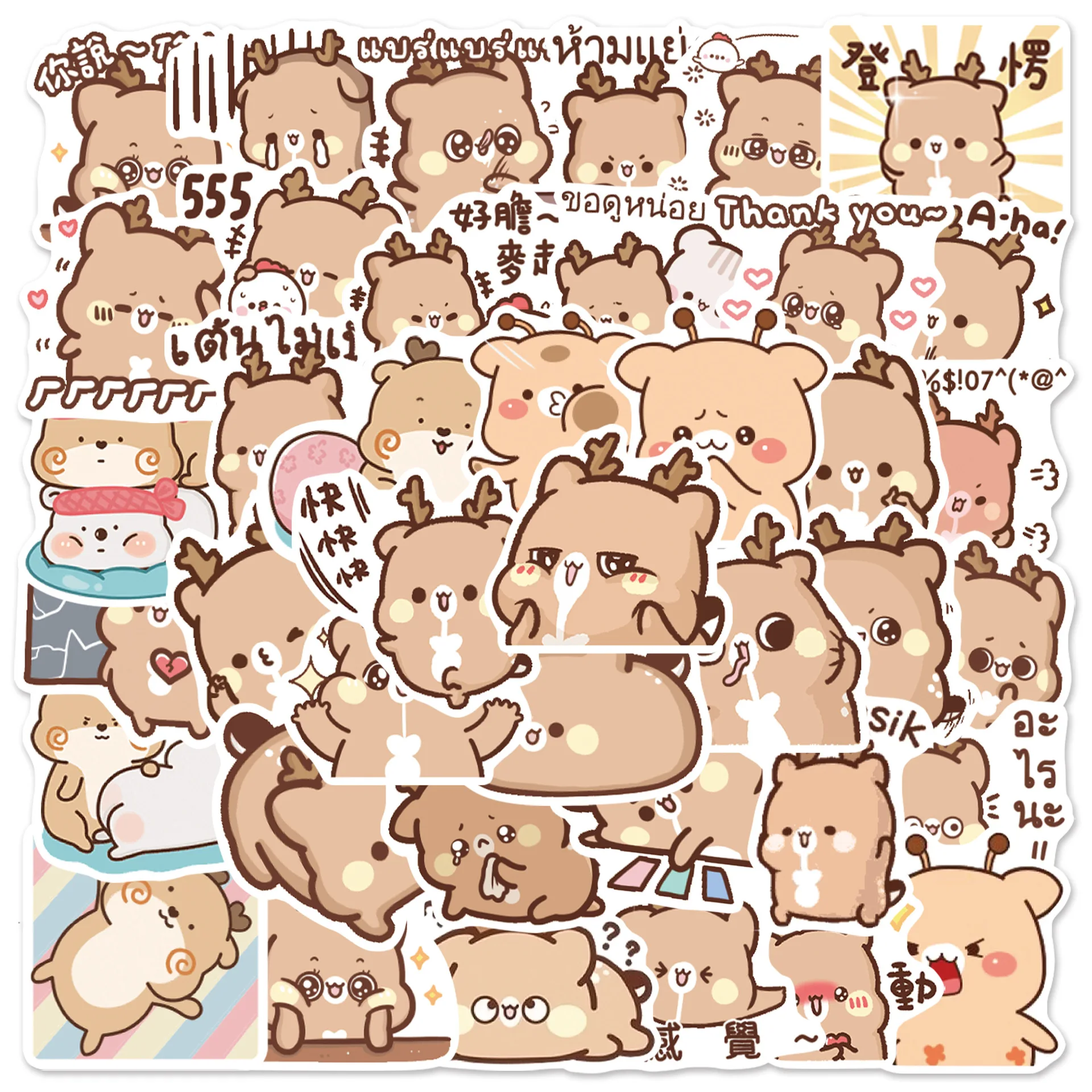 

10/30/50pcs Deer Cartoon Graffiti Stickers Kawaii Animal Cute Stickers Aesthetic Art Funny Laptop Diy Kids Toys Decal Stickers