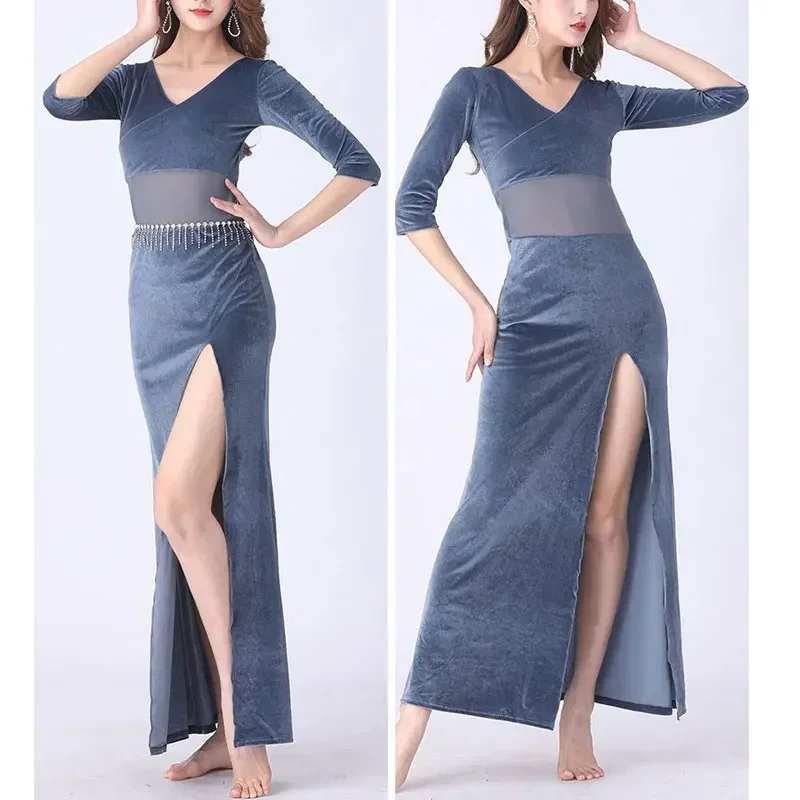 Frauen Bauchtanz Lektion tragen Set Übung Tanz kleidung Bauchtanz koreanische Tanz kostüm verschüttete Kleid Outfit Kleidung Anzüge