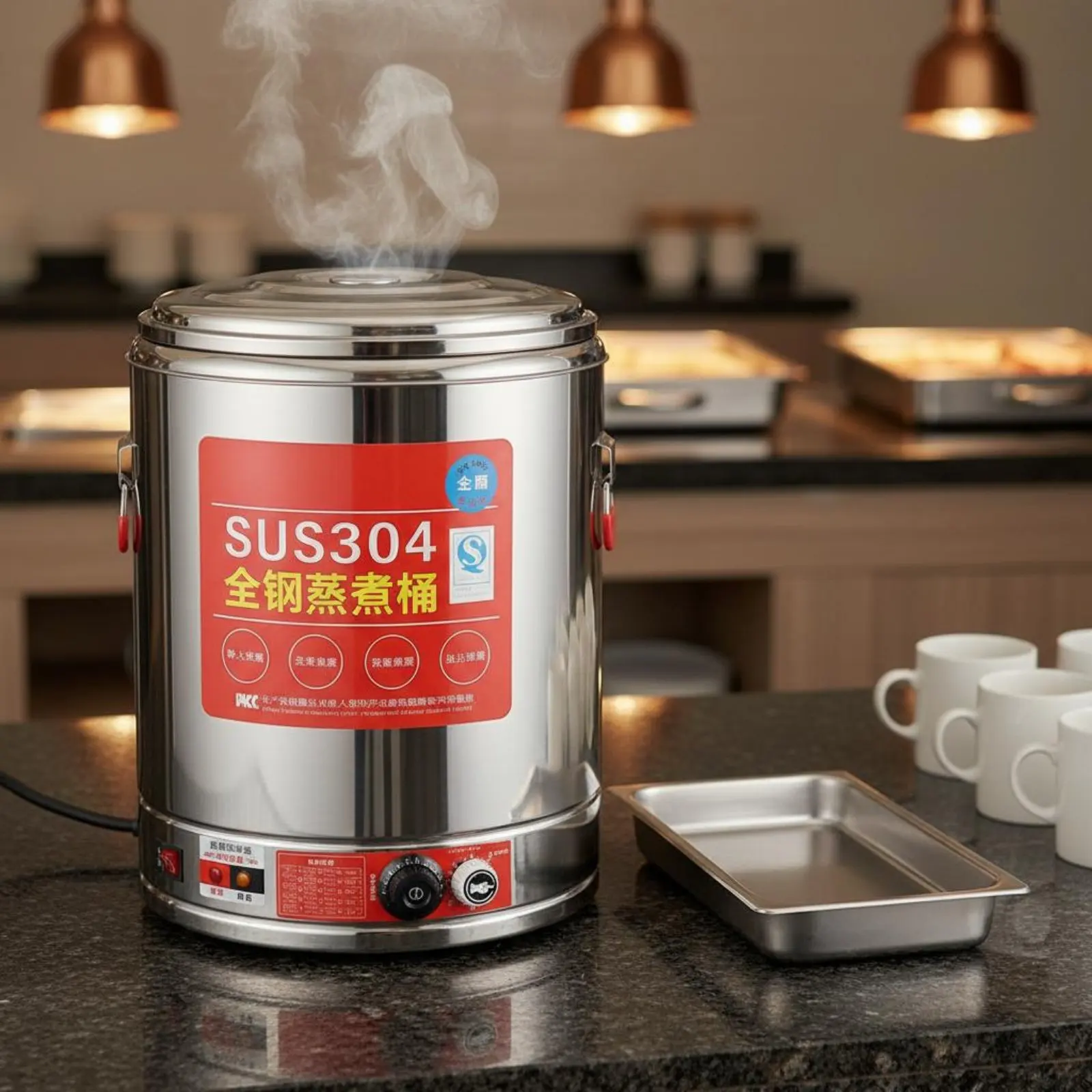 

Stainless Steel Electric Cooking Barrel Triple-Tier Insulation Versatile Electric Boiler Large Capacity Soup Warmer