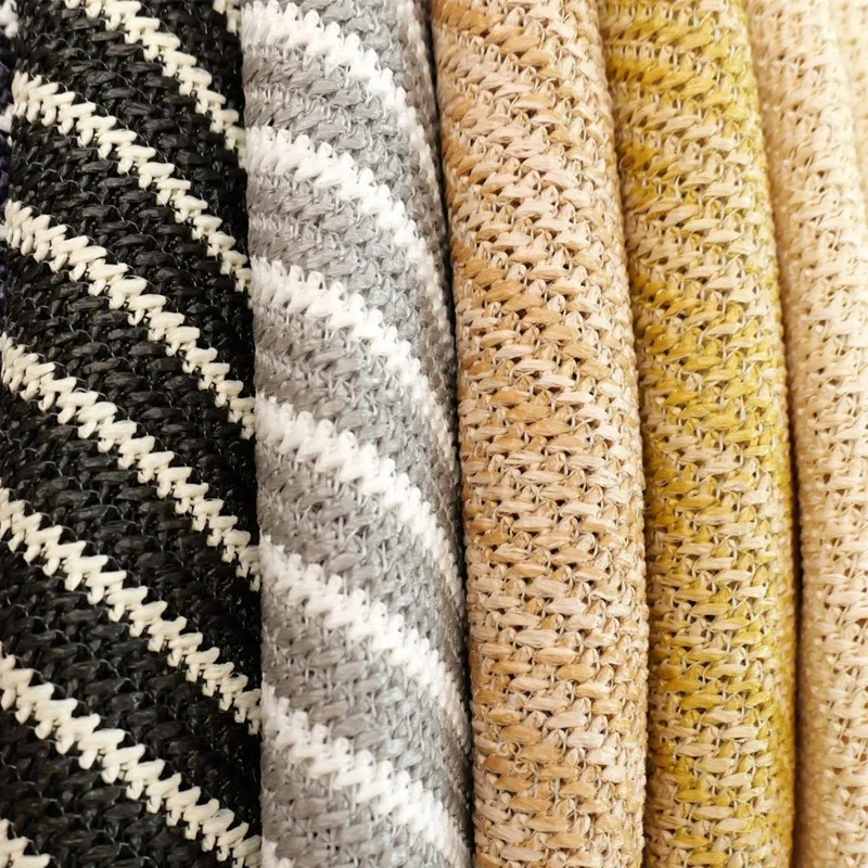 1yard Colorful Strip Pp Straw Woven Fabric Breathable Grass Knit Cloth for Summer Handbag Shoe Hat DIY Making Supplies