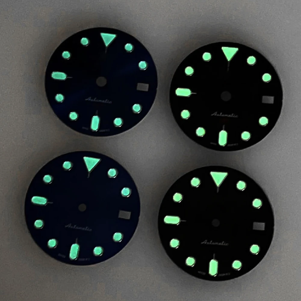 28.5mm S5 Logo SKX007 GMT Quadrante Fit NH35/NH36/4R36 Movimento Verde Luminoso Quadrante Nero/Blu Accessori per la Modifica dell'orologio