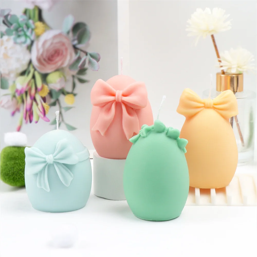 

Easter Bow Egg Candle Silicone Molds Leaf Egg Aromatherapy Painted Easter Egg Plaster Epoxy Resin Molds Candle Making Supplies