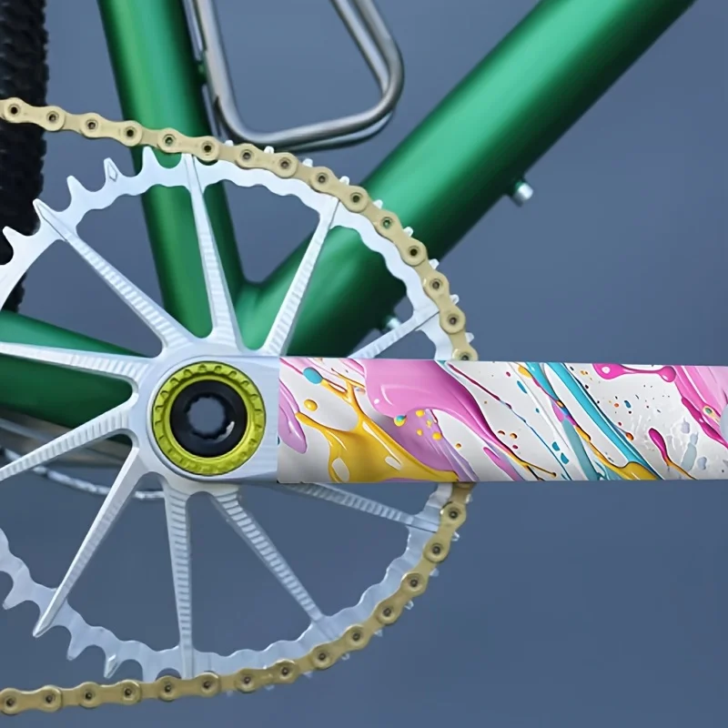 2D Flat Paint Splash Marble Crank Arm Vinyl Sticker, Waterproof Scratch‑Resistant Decal for Bike Crankset Decor, Holiday Gift