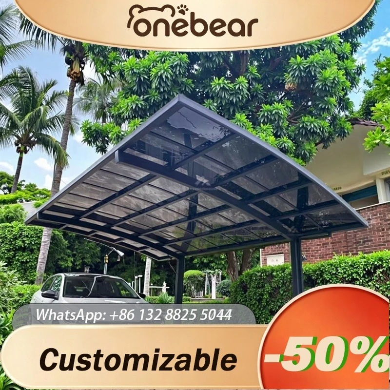 Any Size Custom Luxury Aluminum Frame Polycarbonate Carport Sunproof Villa Garden Household Outdoor Garage Canopy