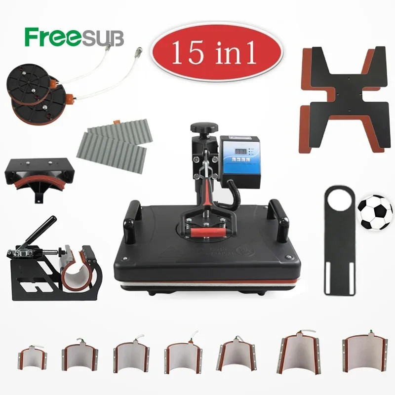 เครื่องรีดร้อนแบบ 15 in 1 ยี่ห้อ Fresub สำหรับรองเท้า ปากกา เสื้อยืด หมวก แก้วน้ำ และลูกบอล