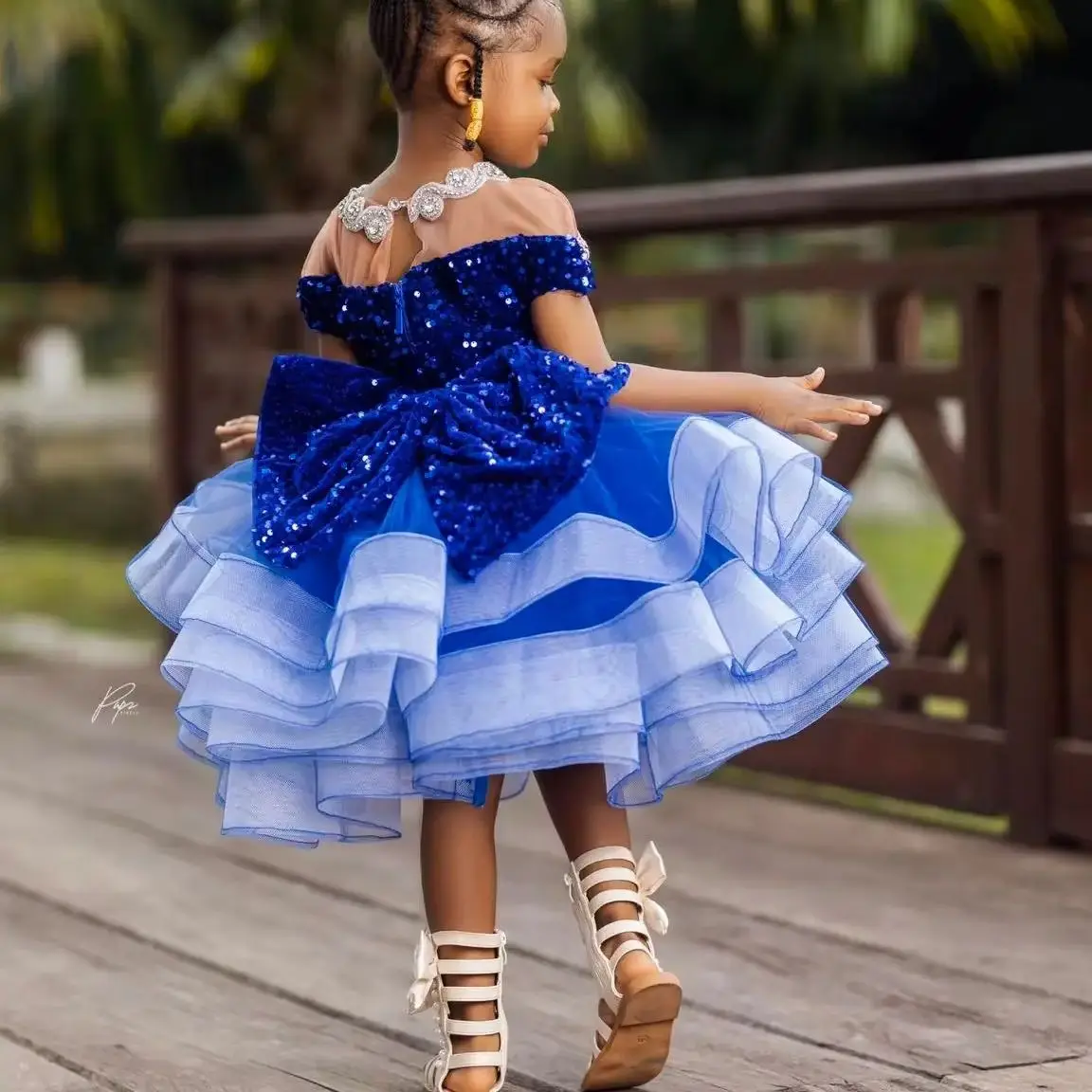 

Синие платья с цветочным узором для девочек по индивидуальному заказу на свадьбу с бантом и блестками и оборками, платье для выпускного вечера для девочек для фотосессии, платья для первого причастия