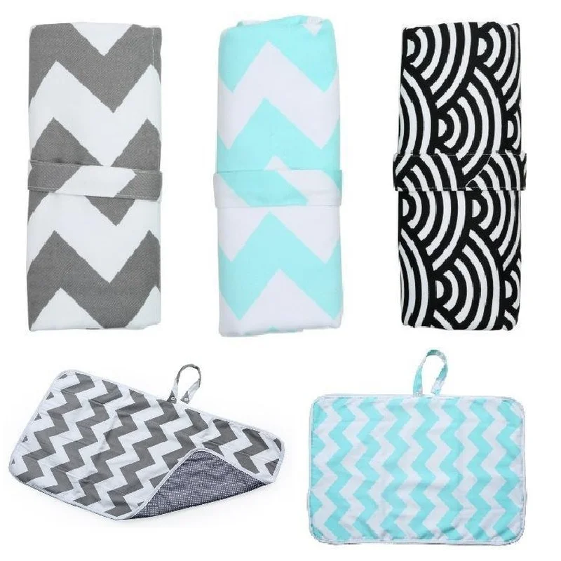 Baby Changing Pad Waterproof Diaper Pad Foldable Cotton Wave Geometric Pad for Sale Mother and Baby