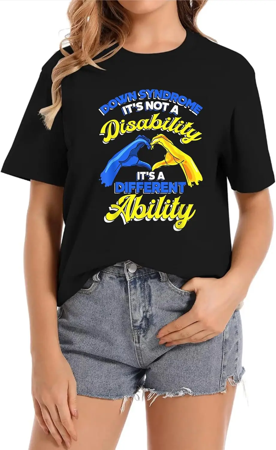 Down Syndrome It's Not a Disability Crew Neck Casual Short Sleeve Vintage Summer Graphic T-Shirt for Women