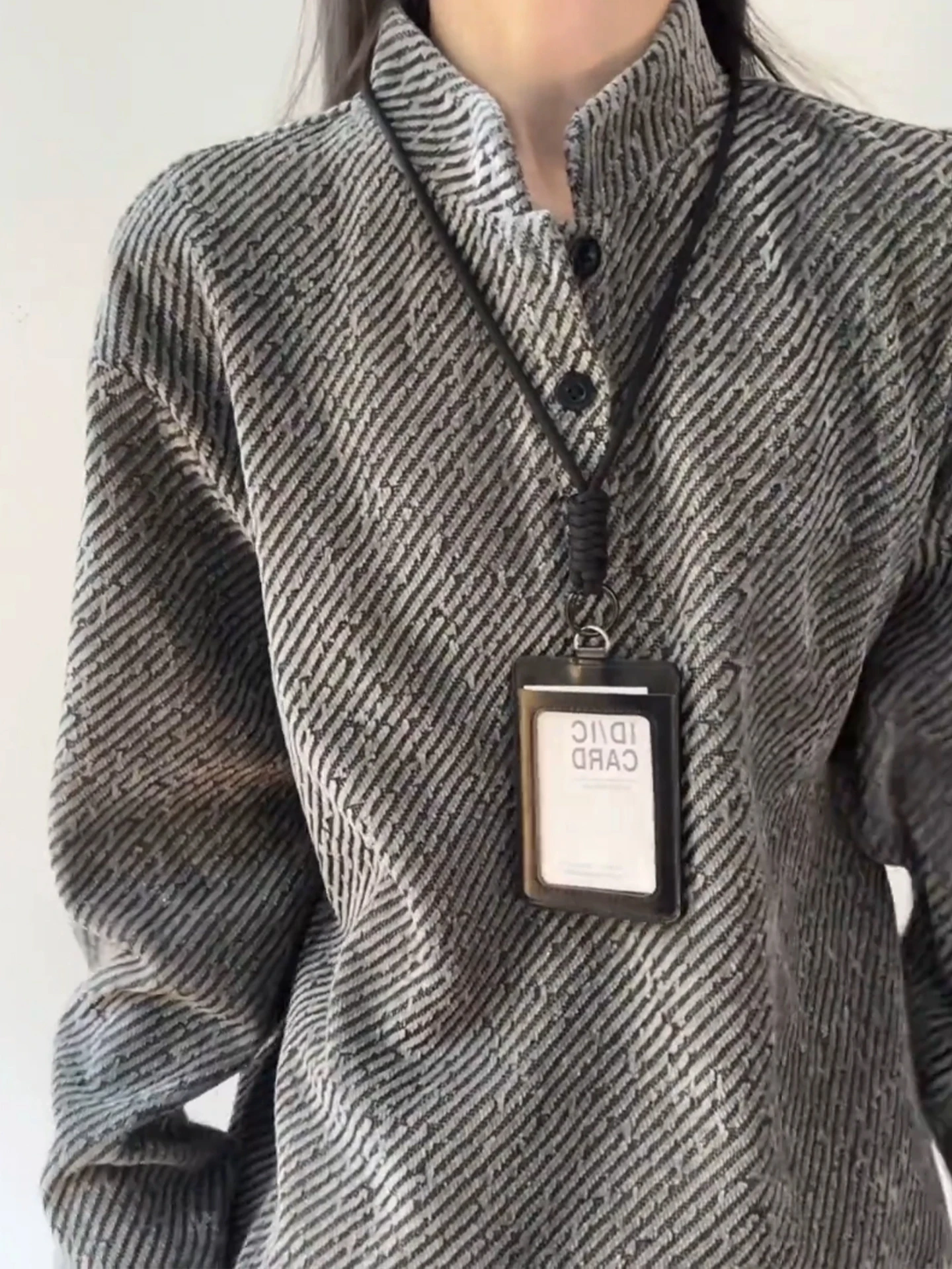 American Style Long Sleeve  Shirt Men's Autumn Cleanfit Small Fragrance Stripe Knitted Sweatshirt Correct Shoulder