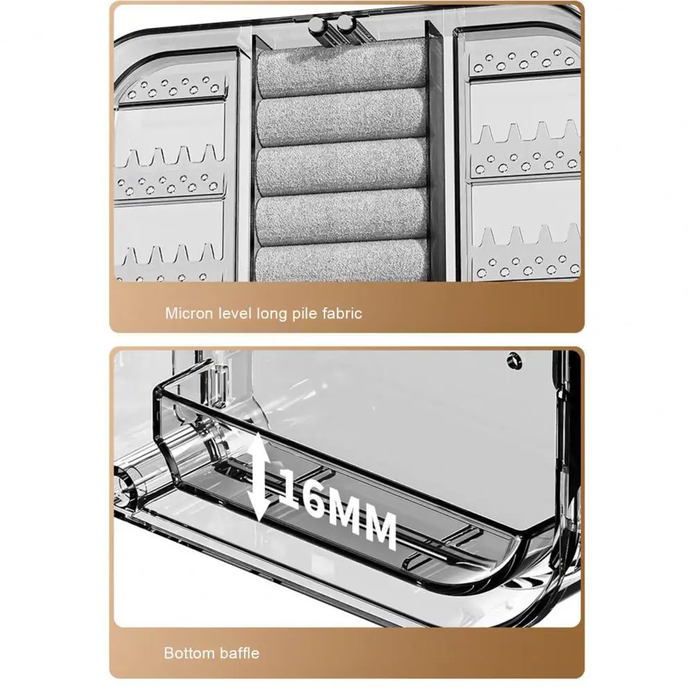 Jewelry Storage Box Capacity Jewelry Box Transparent Wall Mounted Jewelry Organizer Box Multi-hook Earring Necklace Storage