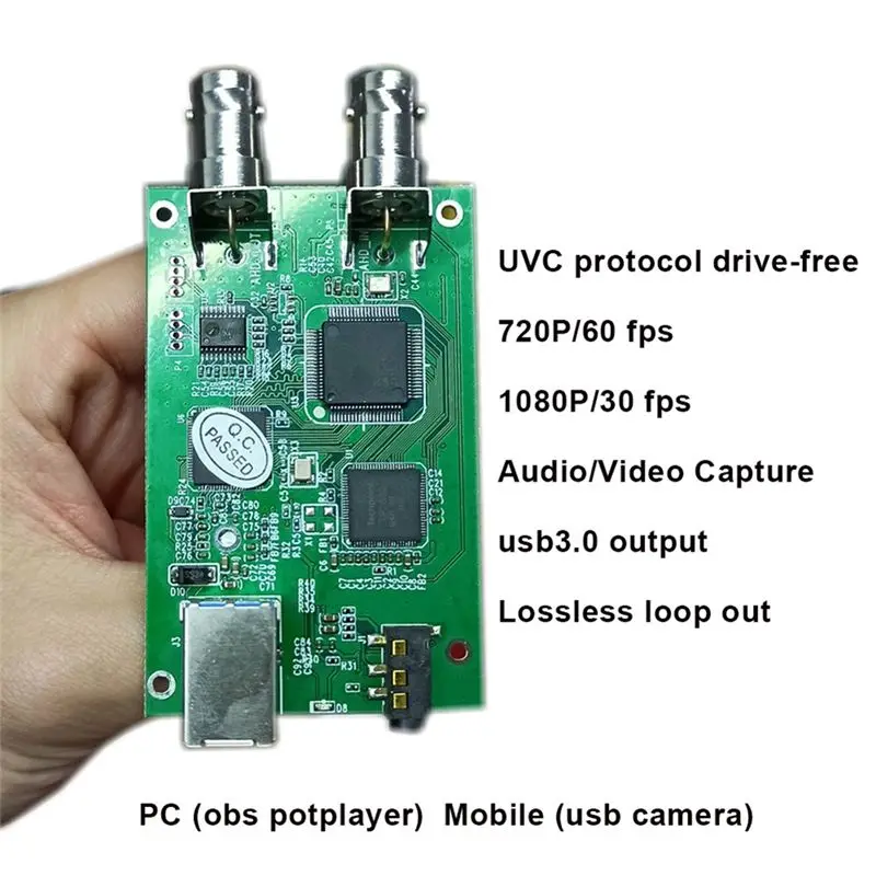 A31T AHD CVBS CVI TVI to USB Video Converter 1080P Analog HD Drive Free with Loop Out Audio Video Capture Card