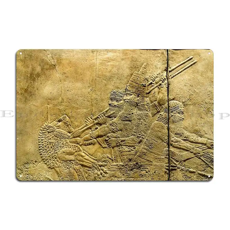 Assyrian Lion Hunt 07 Metal Plaque Poster Wall Pub Party Iron Club Bar Kitchen Tin Sign Poster