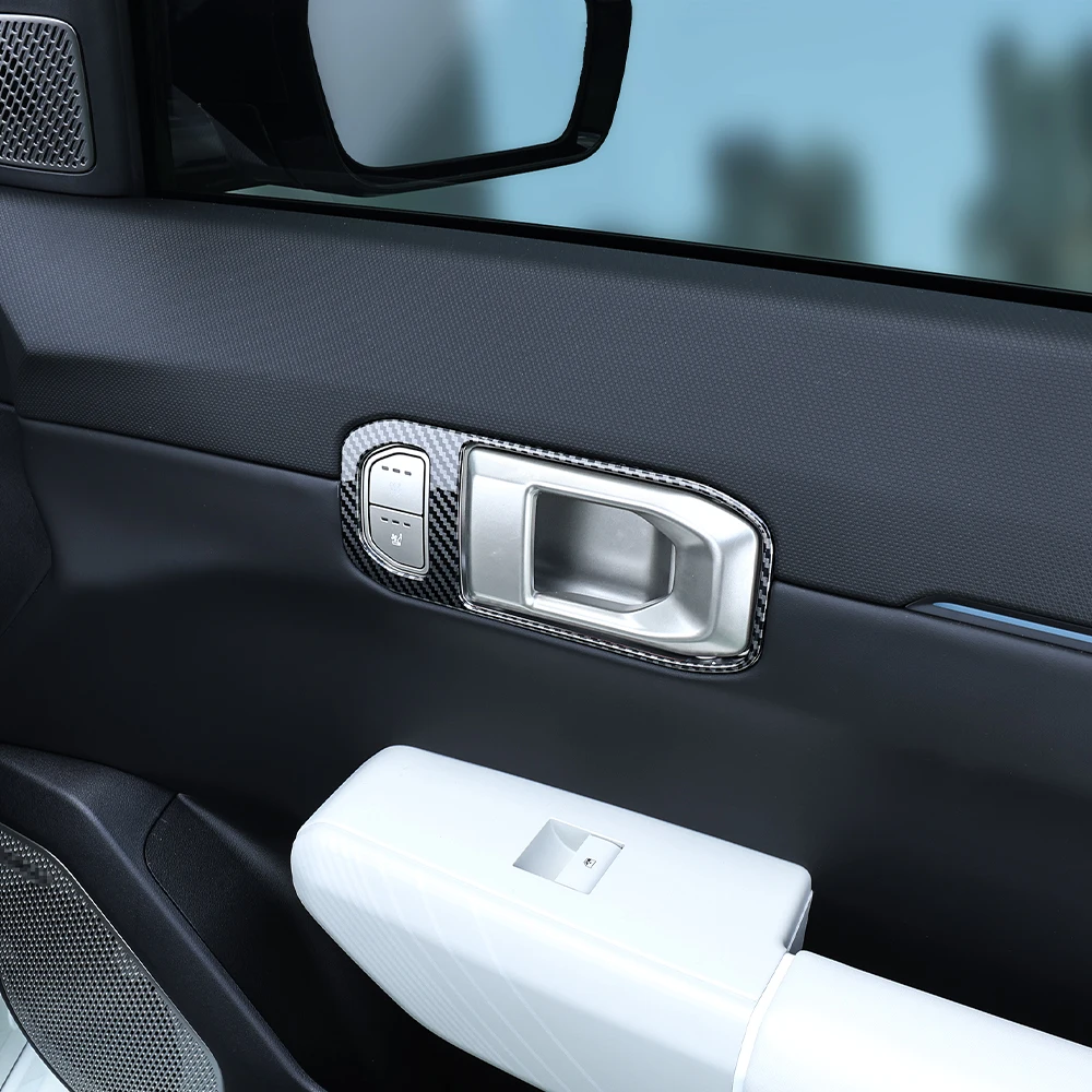 لكيا EV4 2025 2026 4 قطعة ABS الخشب الحبوب الأحمر سيارة مقبض الباب الداخلي الإطار إكسسوارات خارجية لأبواب السيارات الكسوة LHD #4