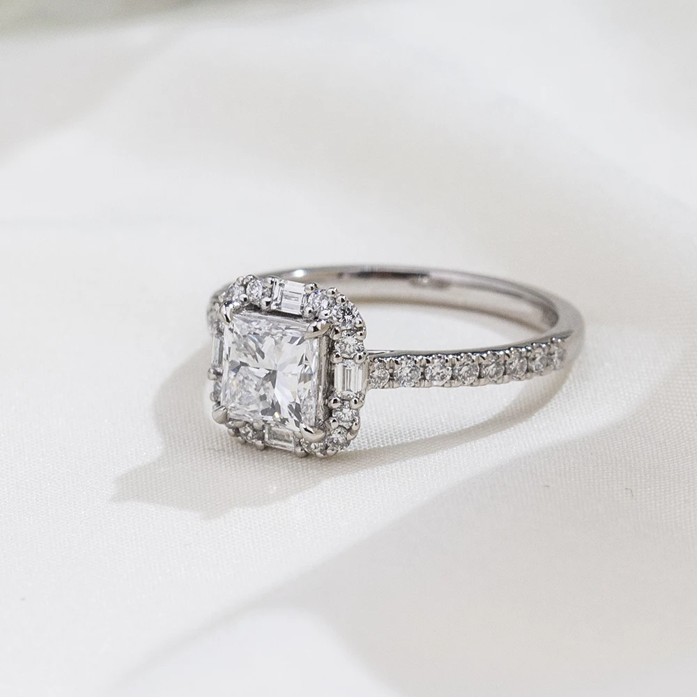 Mishang Jewelry 1CT Princess Shape Lab Grown Diamond Rings Platinum PT950 Diamonds Ring For Woman Girls In Stock MSR-1996
