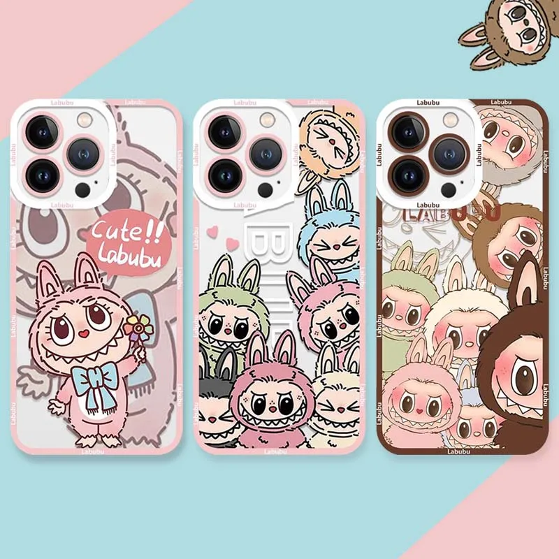 Lovely Cartoon Labubu Case For Samsung Galaxy S24 S23 S22 Ultra S21 S20 FE Note 20 10 Plus A15 A25 A35 A55 Soft Silicone Cover