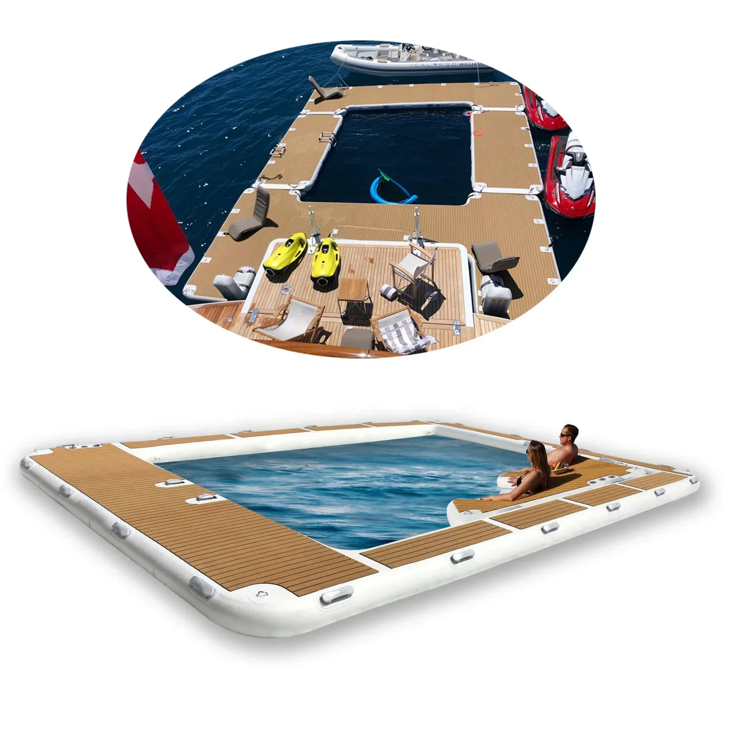 

Portable Inflatable Floating Ocean Sea Yacht Swimming Pool With Anti Jellyfish Net