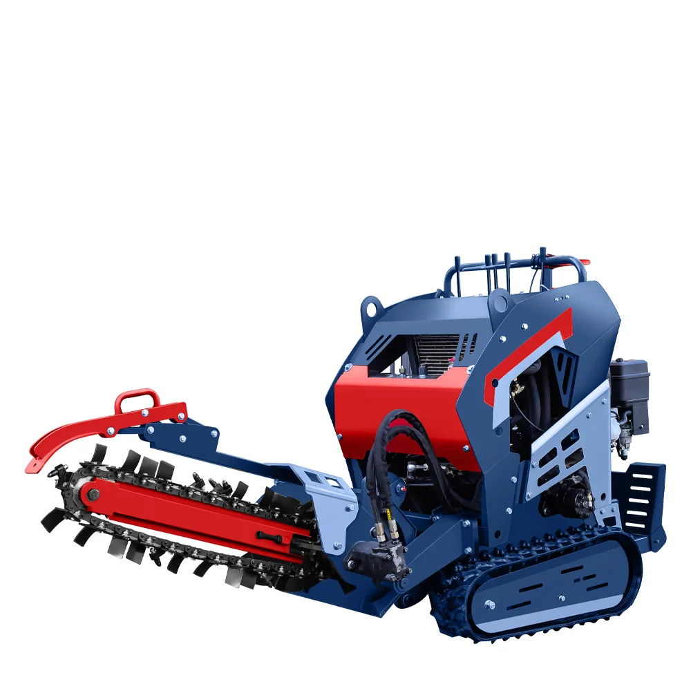 20hp Earthmoving Machinery Trencher زاحف صغير مجنزرة ذاتية الدفع الهيدروليكي خندق الساحرة زلق التوجيه محمل آلة الخنادق
