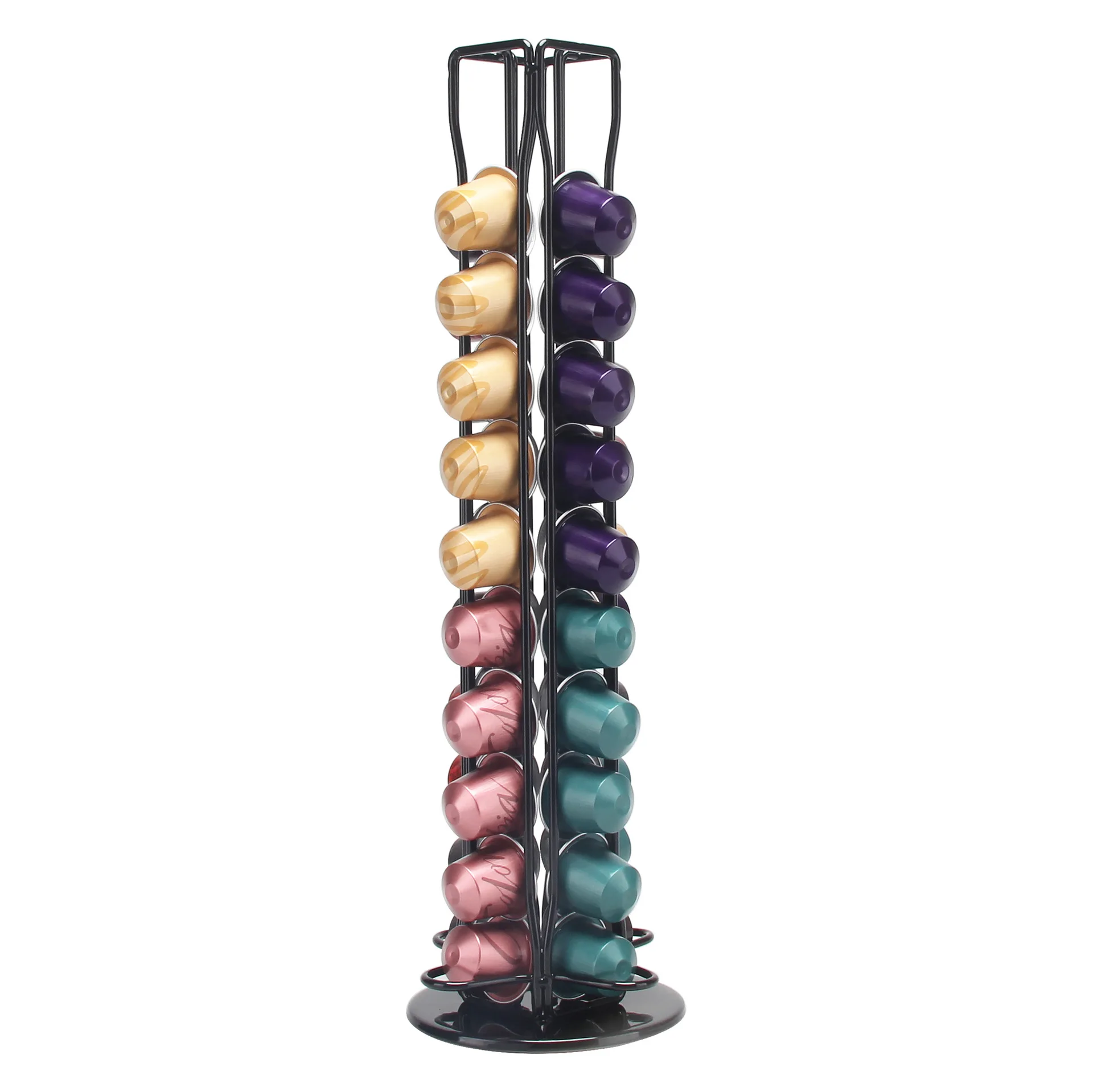 Coffee Pod Holder Stand Rack For Display Nespresso Capsules Plating Black/Silvery Metal Holders Rotatable Racks High Quality