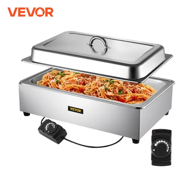 VEVOR Commercial Food Warmer Stainless Steel Full-Size 1 Pot Steam Table with Lid 9.5 Quart For Kitchen Tableware Dishes Plates