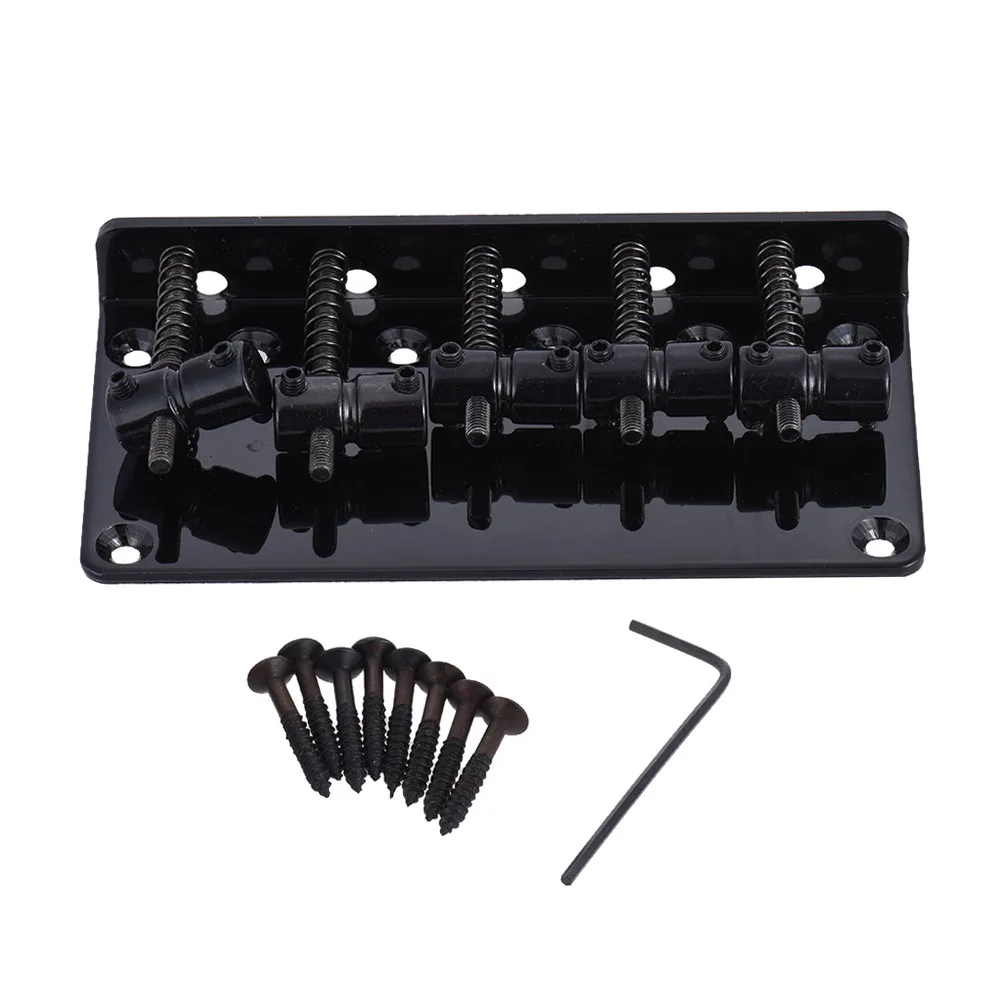 Durable 5-Saddle 5 String Bass Bridge Black Metal Electric Bass Bridge Bass Guitar Bridge For Electric Bass Guitar