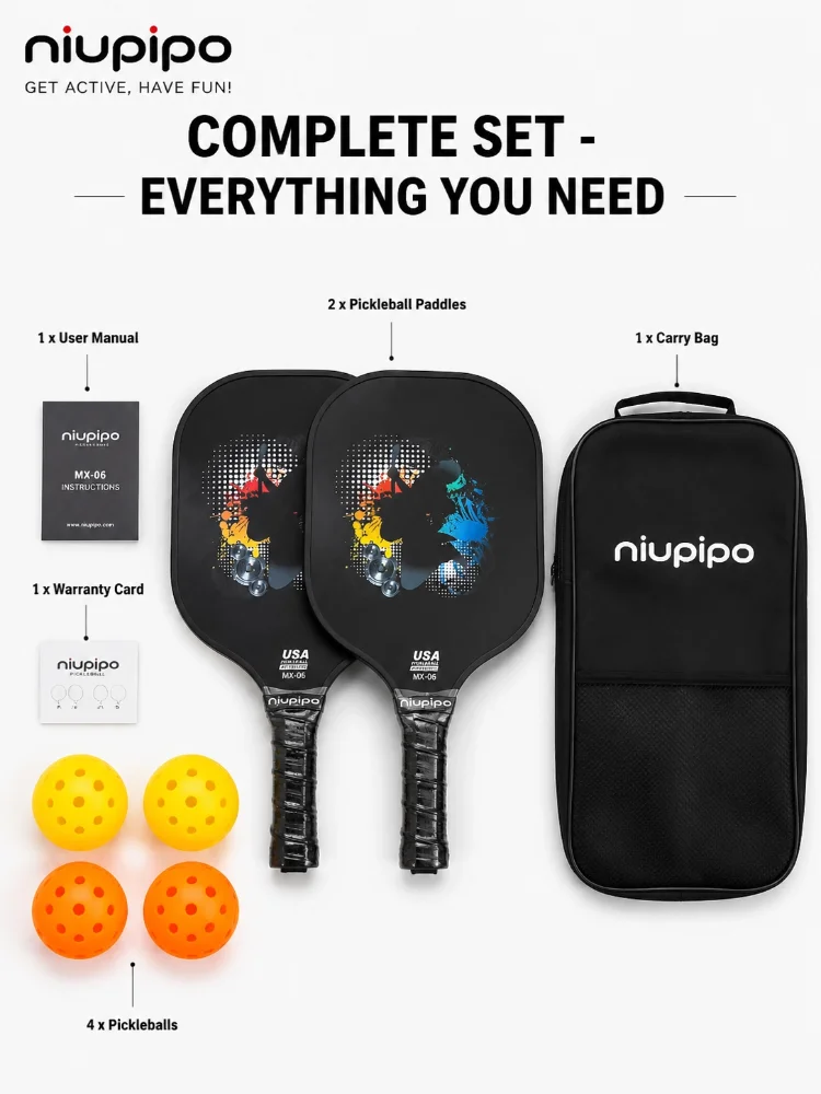 mx-06-pickleball-set-2-pack-graphite-paddles-224g-14cm-cold-press-h-shape-4-balls-bag-beginner-set