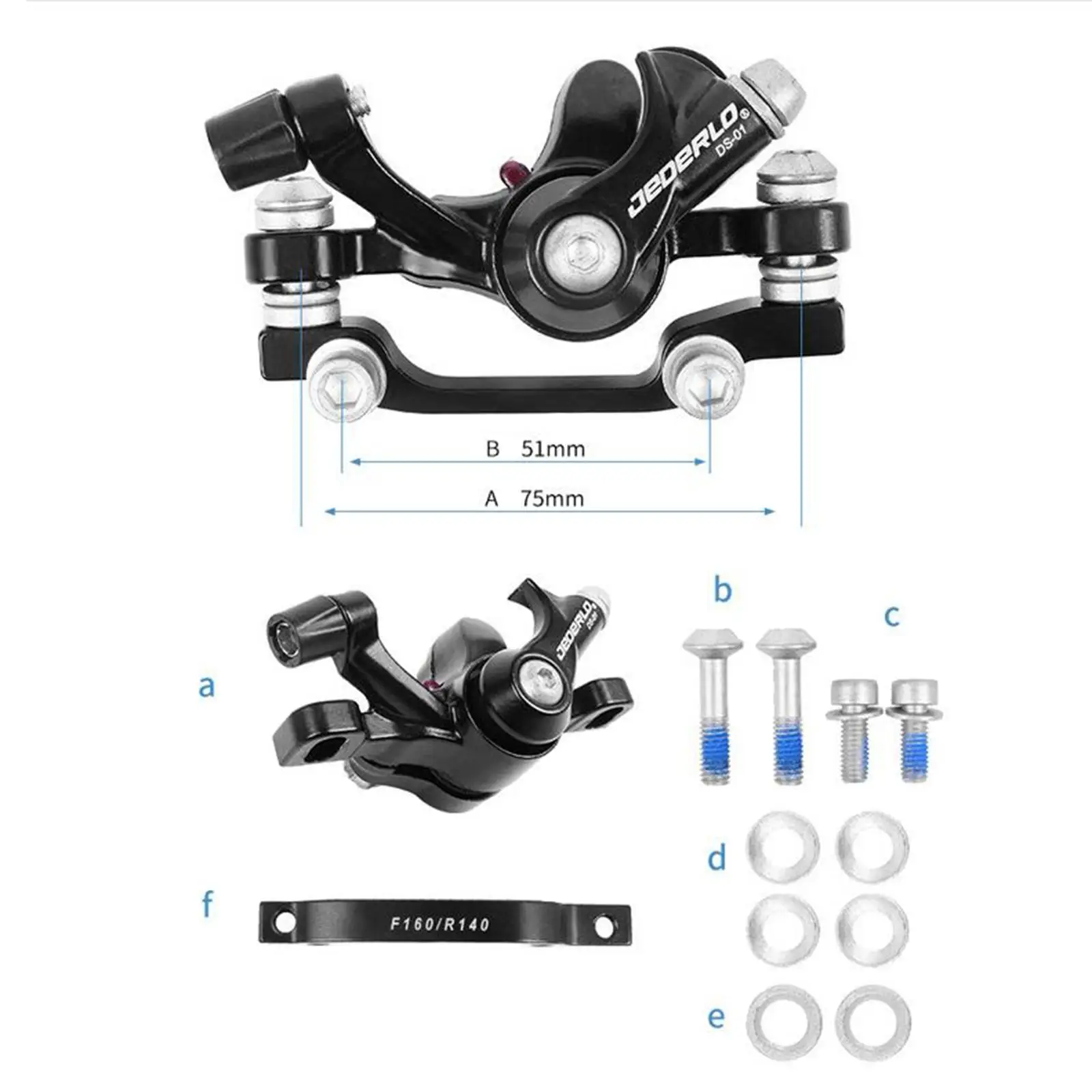 Bike Mechanical Disc Brake Calipers Aluminum Line Pulling Front Rear Brake Caliper R160/F 180 for Mountain Road Bike