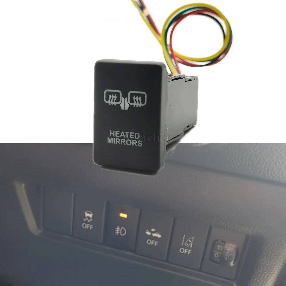 Orange  Light Car Power on Off Heated Mirrors Button Switch with Wire for Toyota Prado Hilux 2016 To 2019