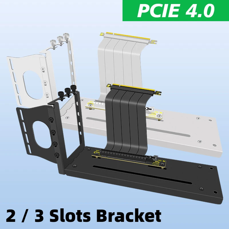

Черно-белый держатель графических карт с 2 / 3 слотами и удлинительным кабелем PCI Express 4,0x16, фиксированный GPU PCI-E, встроенный вертикальный кронштейн