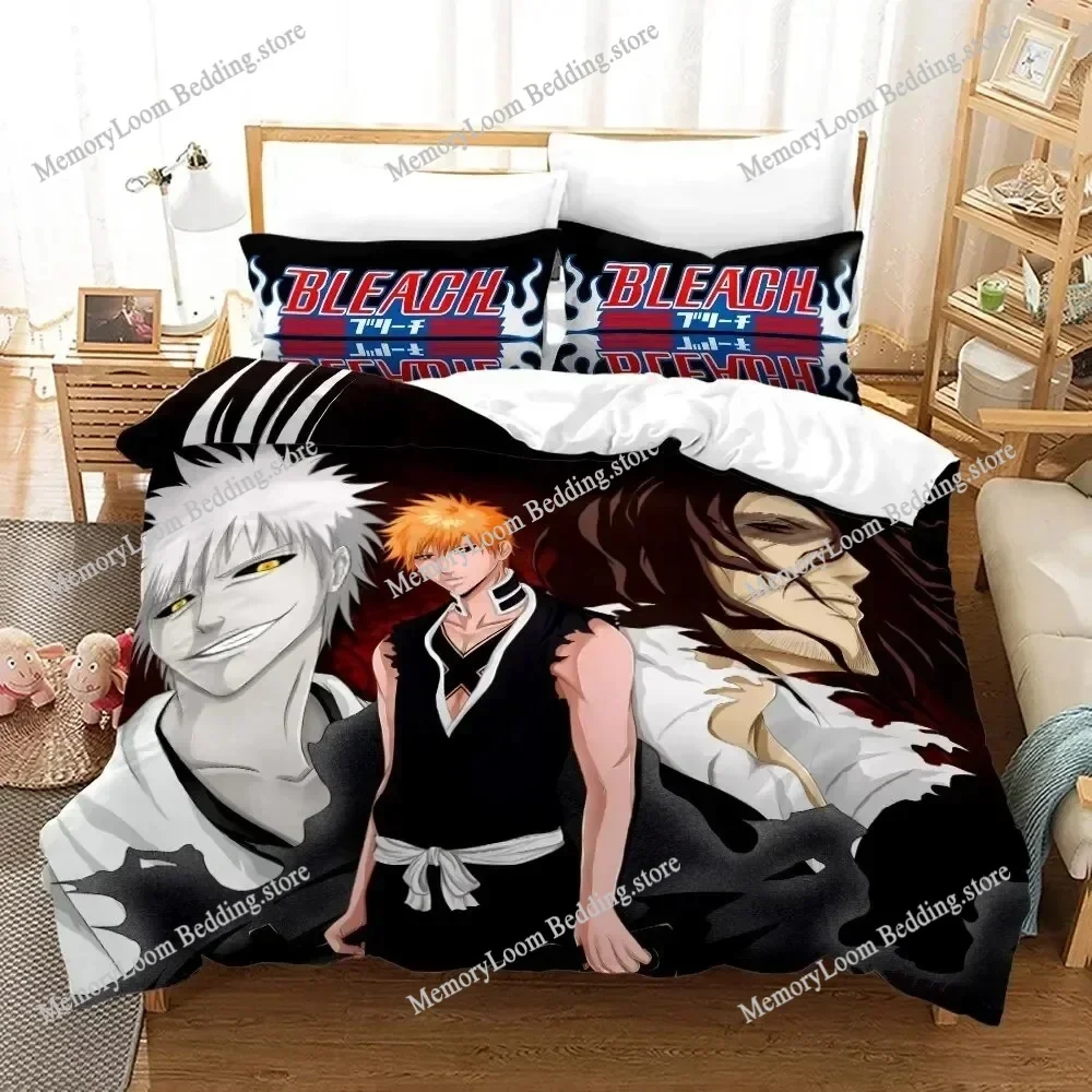 Home Textile Cartoons Fun Bleach Kurosaki Ichigo Duvet Cover Pillow Case Boy Bedding Set King/Queen/Twin Size Soft Polyester