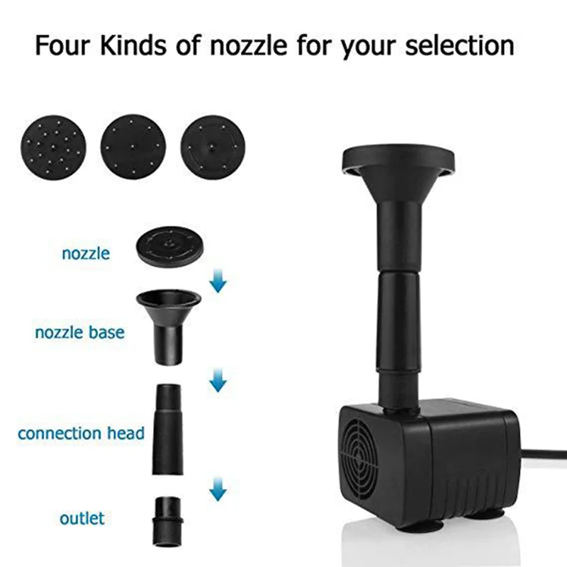 Bomba submersível hidroponia solar com 7 bicos, filtro de bomba de água, adereços decorativos portáteis