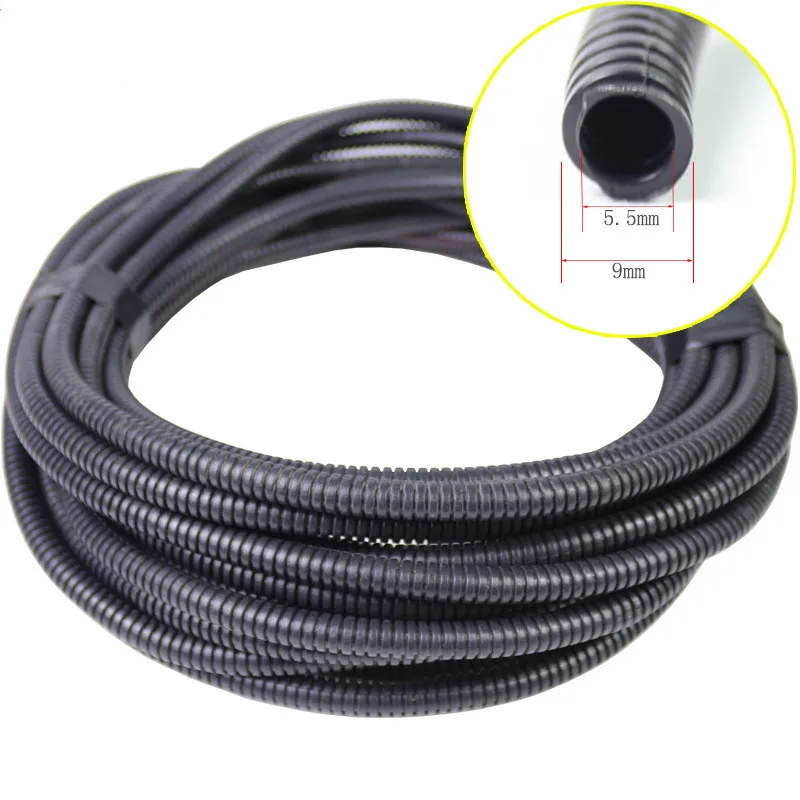 1-10M Nylon Corrugated Tube 5.5mm Flame Retardant Cable Pipe Auto Car Cable Sleeve Wire Protection Pipe Wire Harness Casing