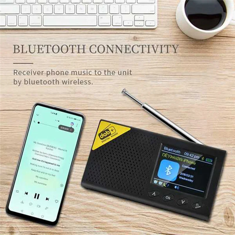 -AT52 Stereo Radio Bluetooth-Compatible 5.0 Radio Household DAB Radio Mini Portable Fm Radio Portable DAB Radio