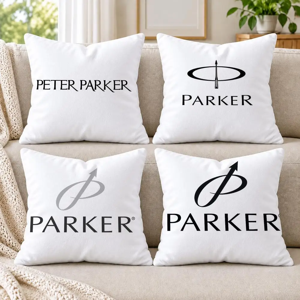Pen Brand P-Parker Cushion Cover Short Plush Double-Sided Printing Sofa Bedroom Pillow Case Aesthetic Home Decor