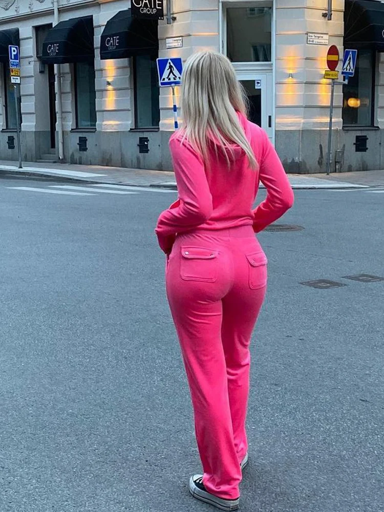 2023 Women Autumn Winter Outfits Casual Zipper Sweater Hoodie Set High Waist Skinny Pants Suits Knitted Womens Y2k Two Piece Set
