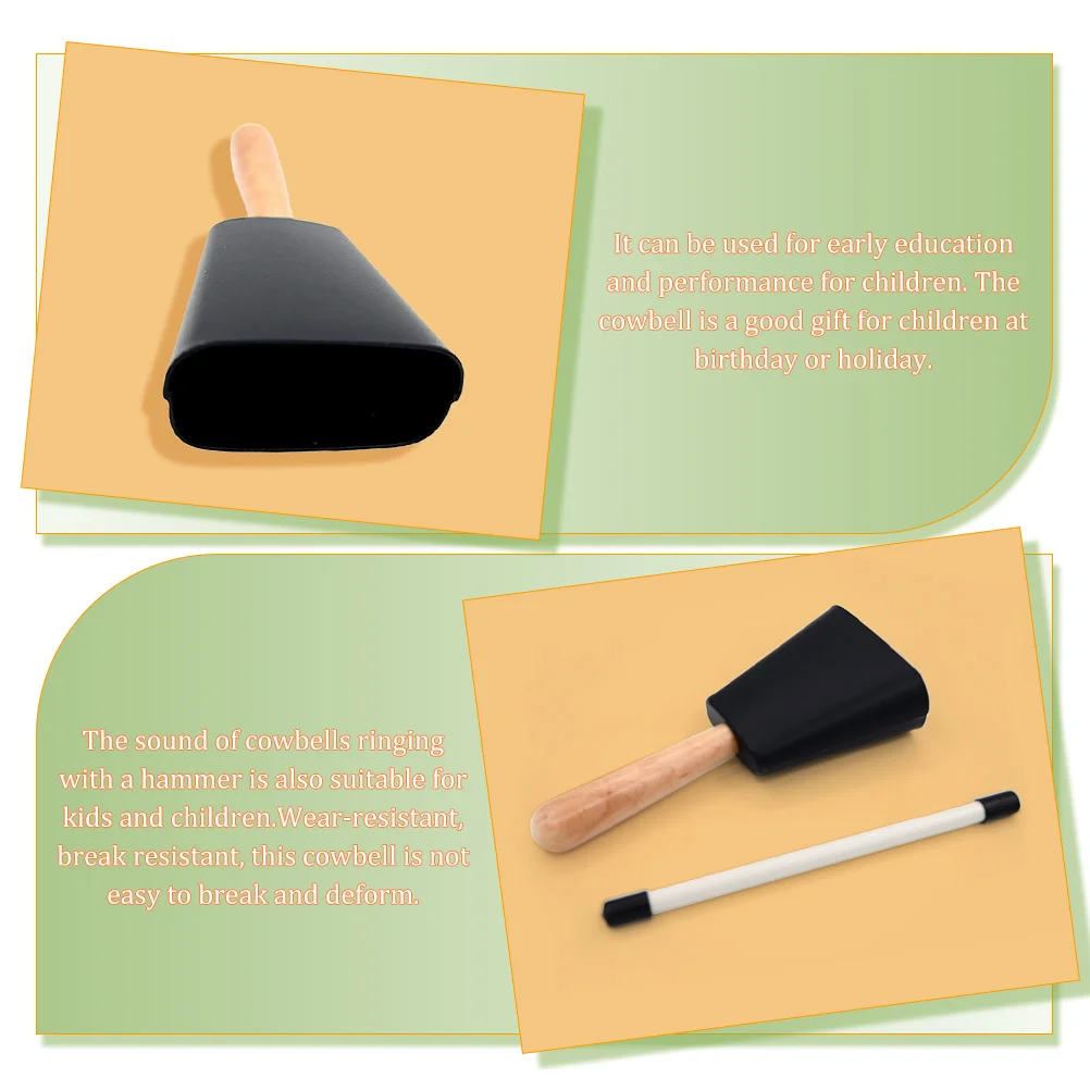 

1 set Metal Cowbell For Kids Musical Instrument Percussion Drum Accessory Early Learning Gift Wooden Handle Design