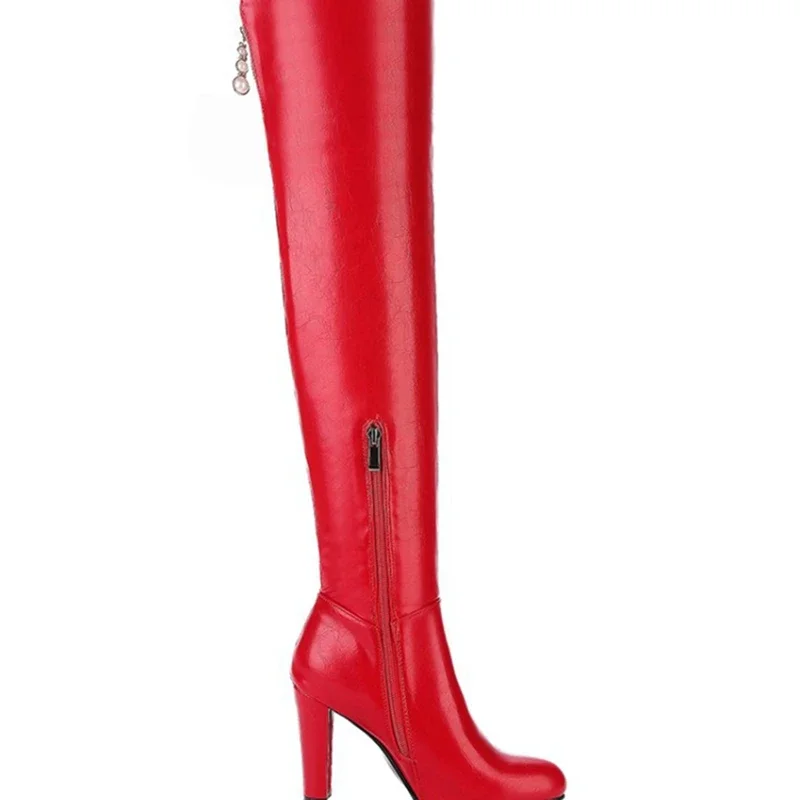 Thigh high boots Women over the knee Boots Sexy Fetish Dance Nightclub Party Shoes 9CM High Heel Zipper Plus size 32-43 7595-2