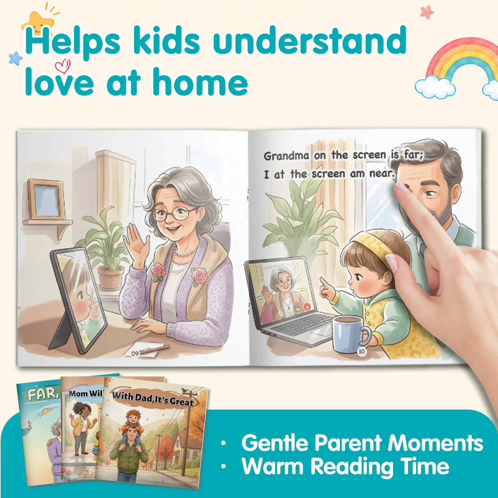 3-Piece Family Love and Distance Concept Picture Story Collection, Warm Parent Child Relationship Stories and Grandparent Love
