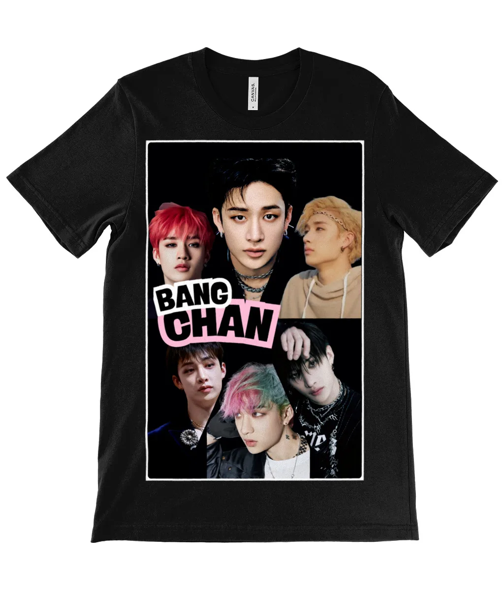 K-POP Bang Chan Wandering Kpop Pattern T-shirt Pure Cotton Short-sleeved Design Suitable for Neutral Casual Style Loose T-Shirt