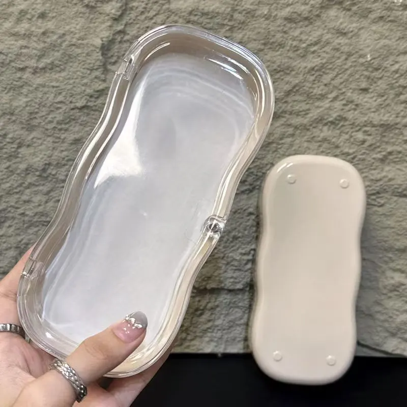 Disney Mickey Transparent Wave Glasses Box Anime Character Children's Cute Portable Pressure resistant Glasses Storage Box gifts