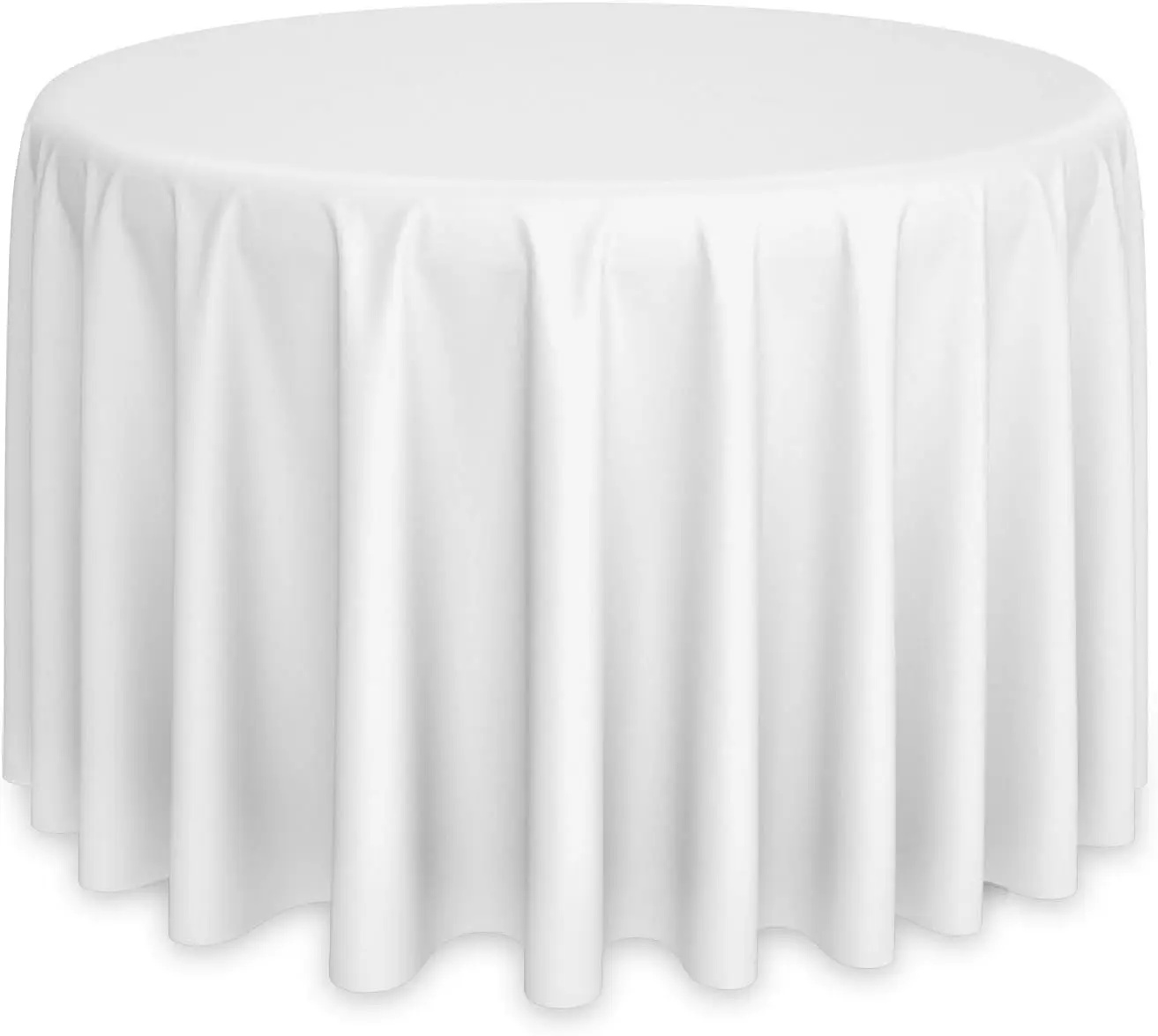 

- 120" Round Premium Tablecloth for Wedding/Banquet/Restaurant - Polyester Fabric Table Cloth - White