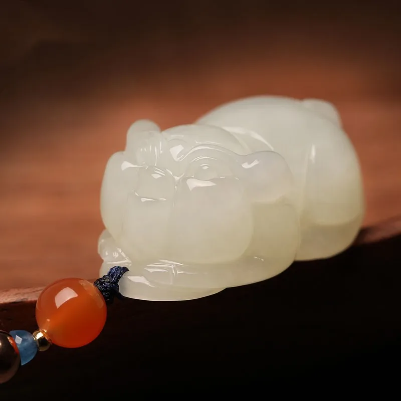 Hotan Zodiac Pig Men And Women, Amulet Pendant, White Jade Necklace