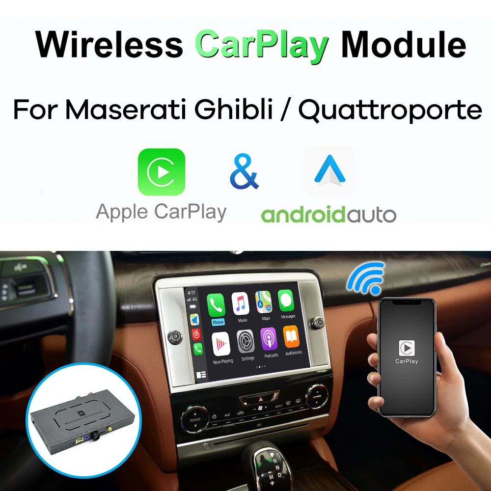 

Беспроводной CarPlay для Maserati ghifp Quattroporte 2014 2015 2016 Android автоматический модуль Box видеоинтерфейс Mirror-Link