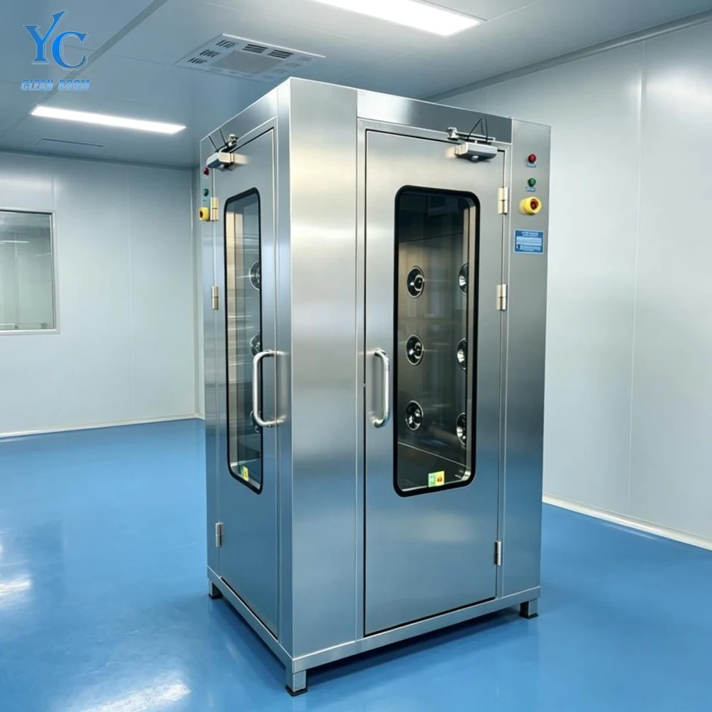 COOFULL Factory Direct Cleanroom Equipment Adjustable Blow Time Double Door Interlock Air Shower for Dust Free Workshop