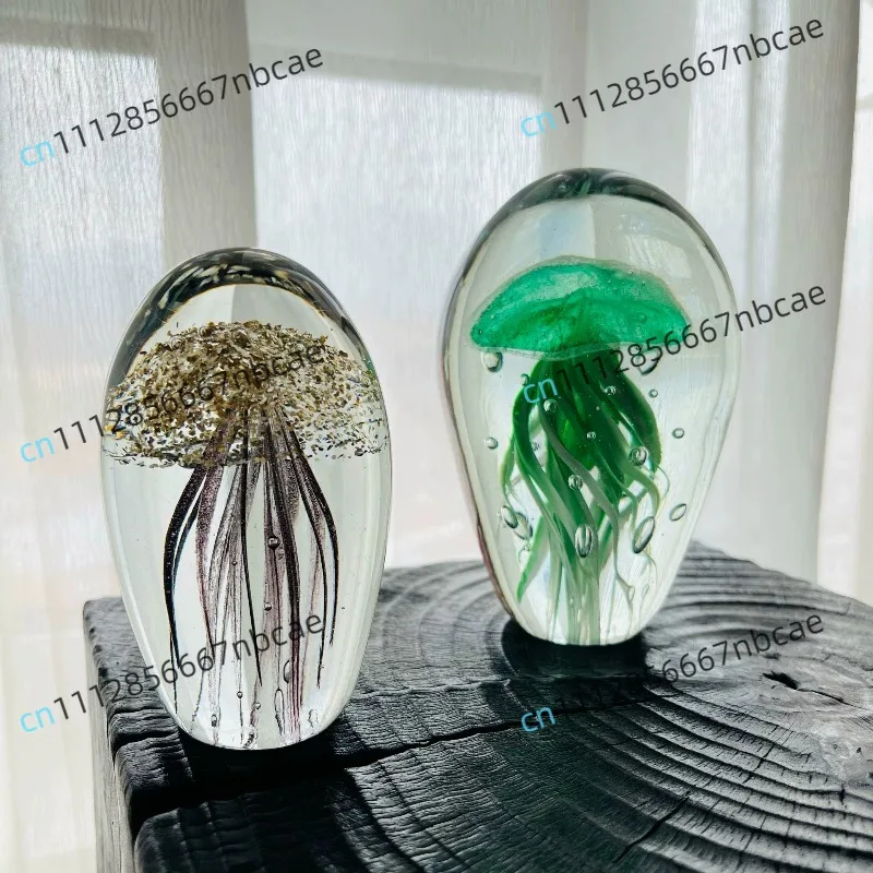 Glass Luminous Jellyfish Decoration Soft Decoration Home Decoration Light Luxury Home Creative Crystal