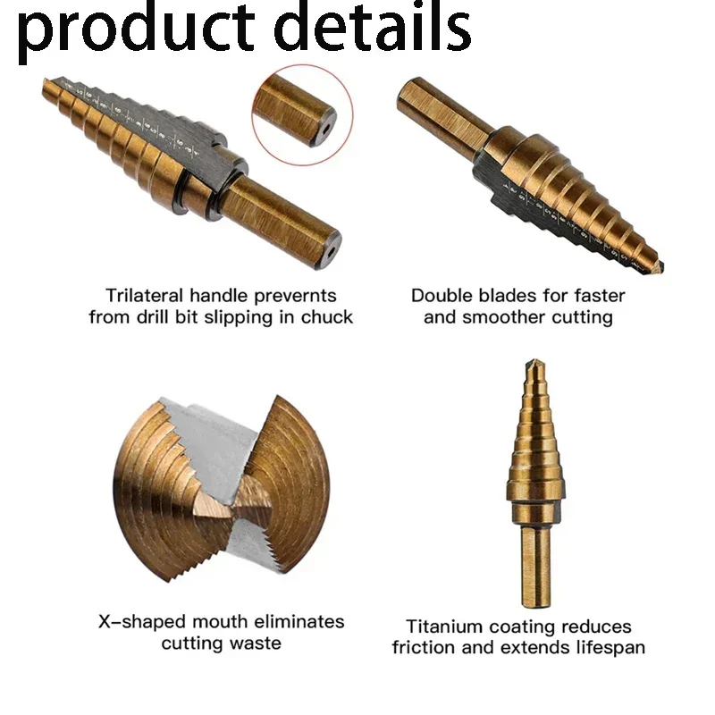 Imagem -05 - Straight Groove Passo Broca Pagode Cortador de Buraco Metal Cone Brocas Titânio Revestido Broca Buraco Abridor Ferramenta Pcs