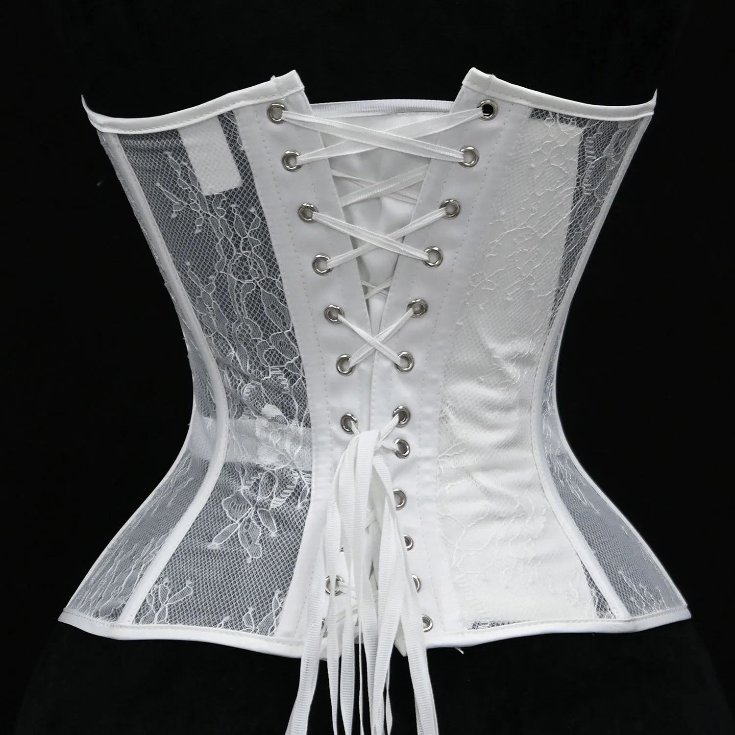 8 Sizes XXS-3XL Lace Fishbone Corset Shapewear Sexy Gathering Abdomen White Corset Summer Thin Three-dimensional Cup Underwear