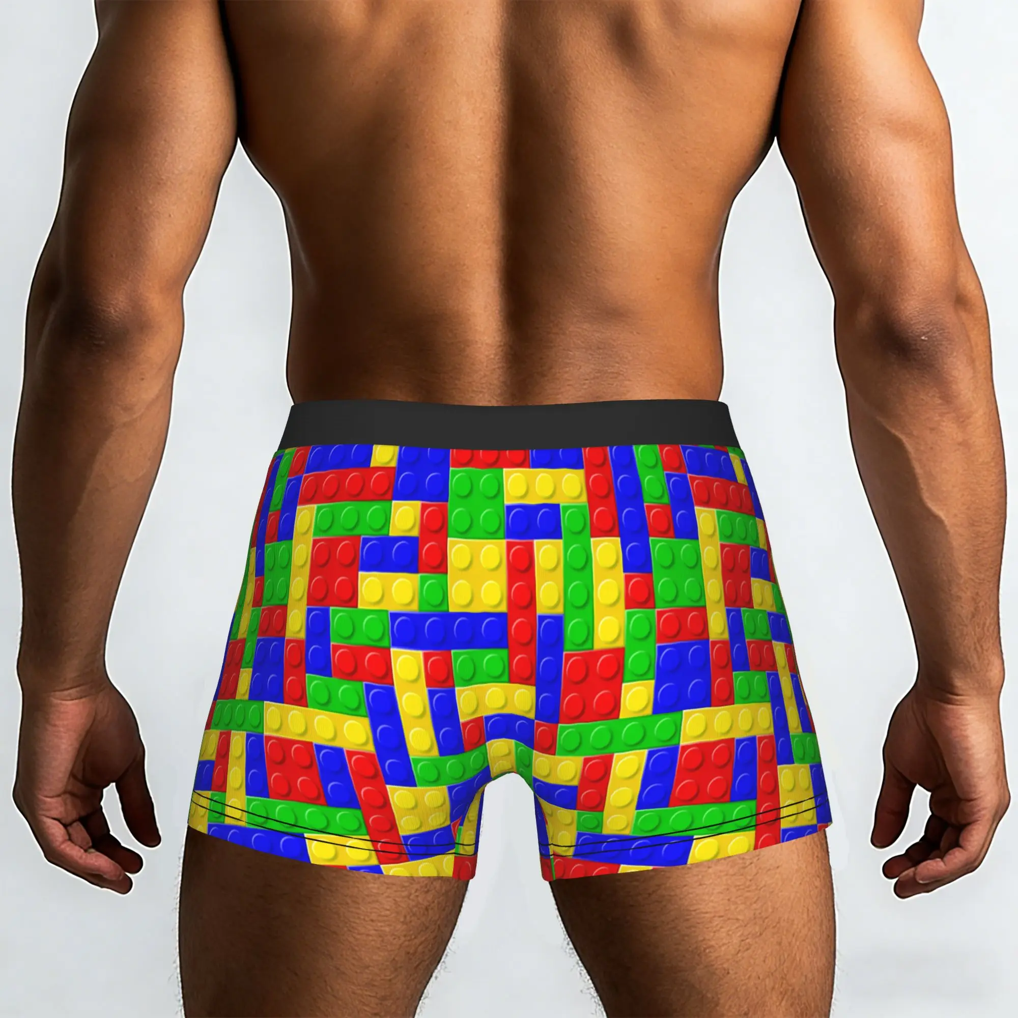Custom Building Plastic Brick Toy Blocks  Patterns Underwear Men Stretch Boxer Briefs Shorts Panties Soft Underpants For Homme