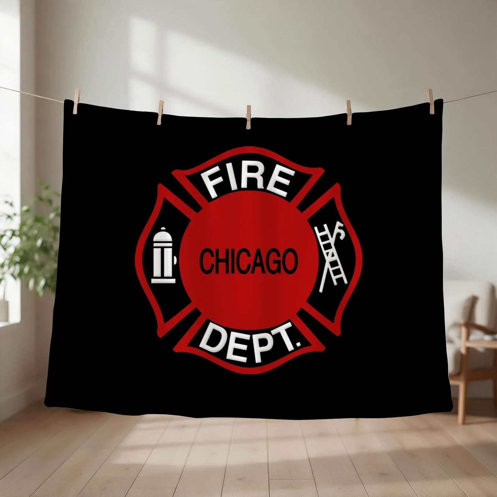 CFD Chicago Fire Department Throw Blanket couch cozy soft plush fuzzy picnic outdoor blanket