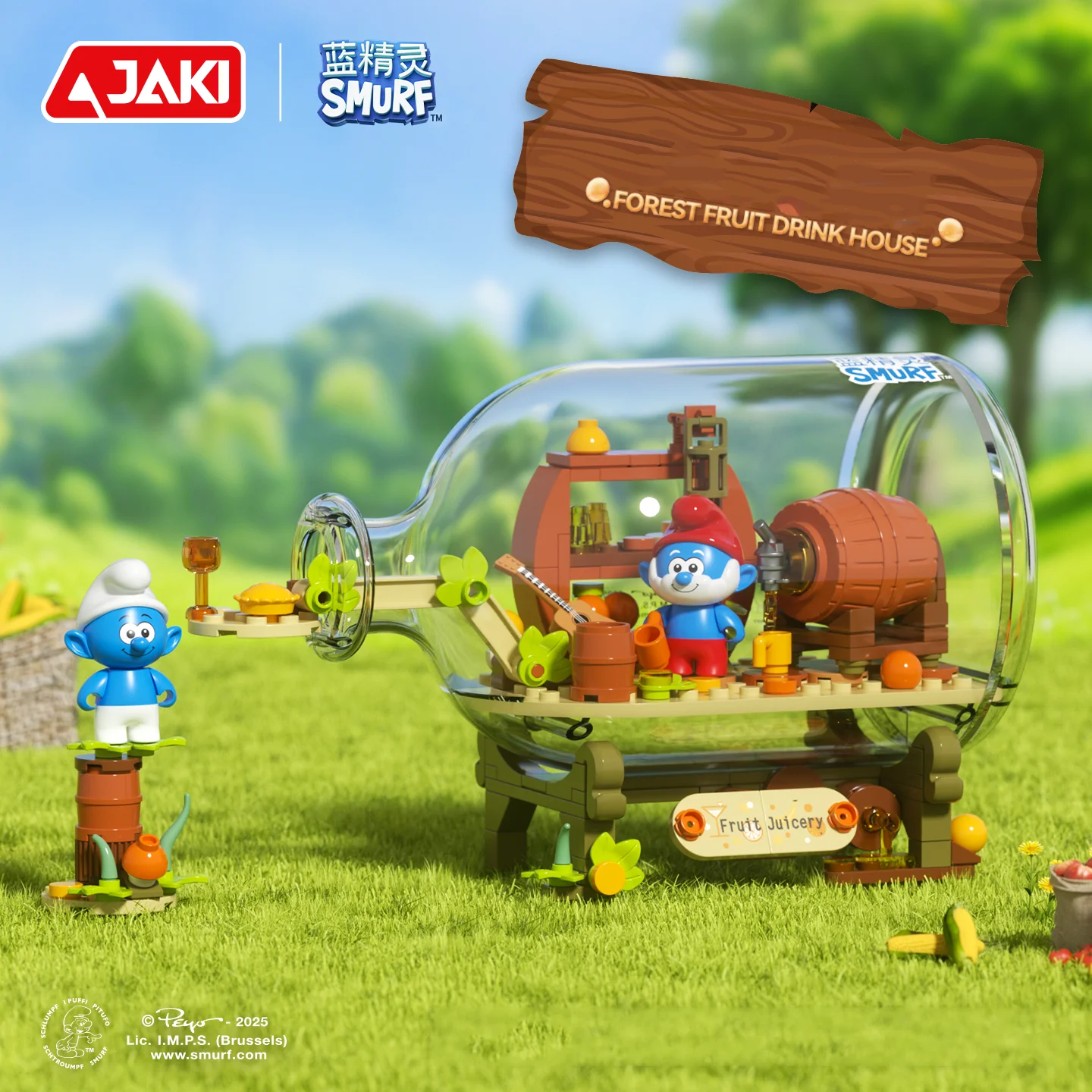 Klocki Smurki Butelka Drift Budowanie Kultywacja Grzybów Ogród Las Owocowy Napój Dom Model Cegiełki Zabawki DIY dla Dzieci Prezent Świąteczny